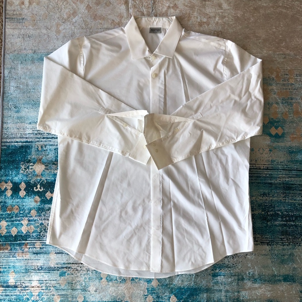 Men's Pre-owned Kenneth Cole Reaction XL Slim Fit White Dress Shirt - DryCleaned